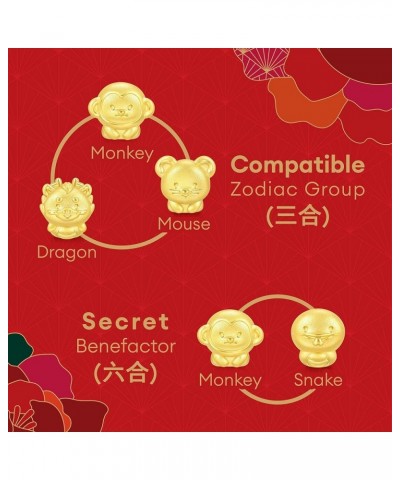 999 24K Solid Gold Mini Charm Chinese Zodiac Lovely Cute Animal Mini Charm Bracelet for Women Monkey $67.20 Bracelets