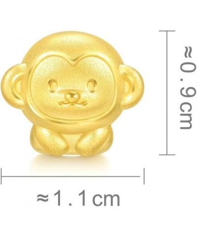 999 24K Solid Gold Mini Charm Chinese Zodiac Lovely Cute Animal Mini Charm Bracelet for Women Monkey $67.20 Bracelets