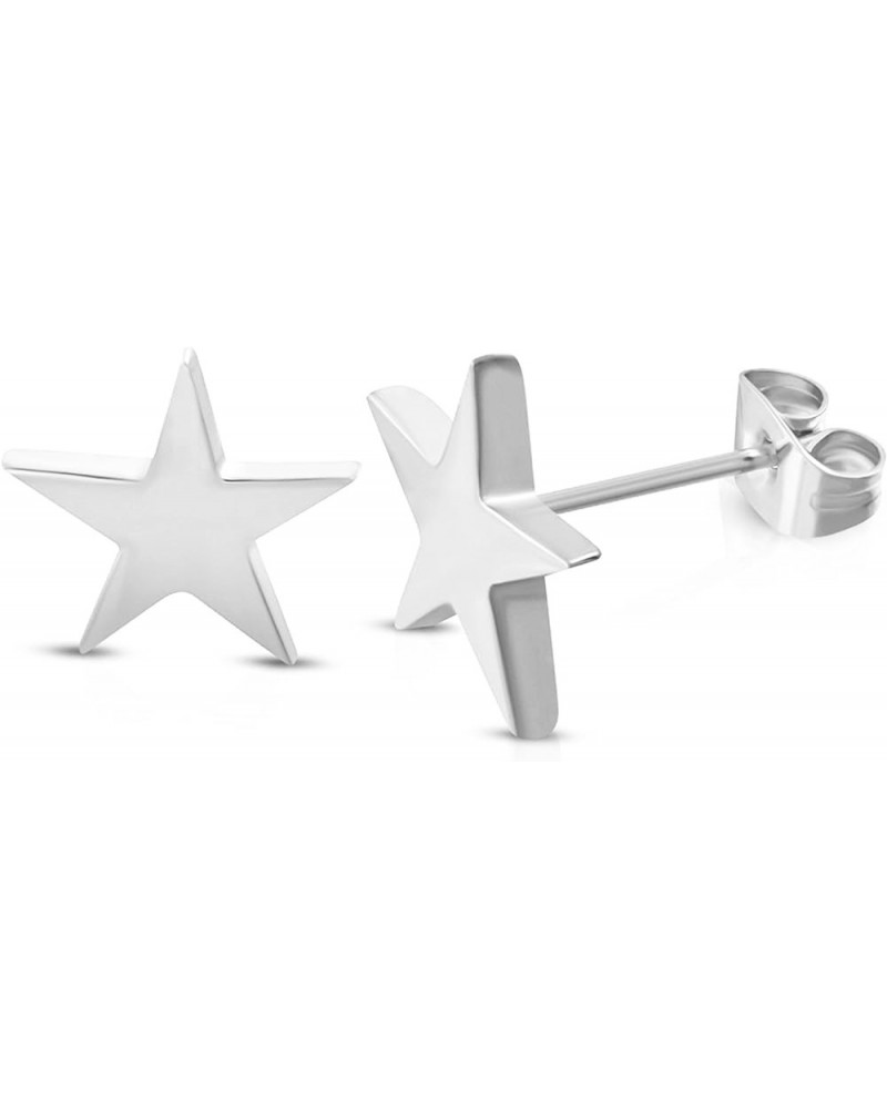 Stainless Steel Shining Shooting Star Stud Post Earrings Silver (7 MM) $7.79 Earrings