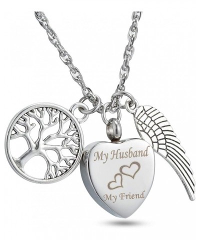 Tree of Life Charms Cremation Jewelry Heart Stamped Urn Pendant Family Love Keepsake Memorial Necklace for Ashes Husband non-...