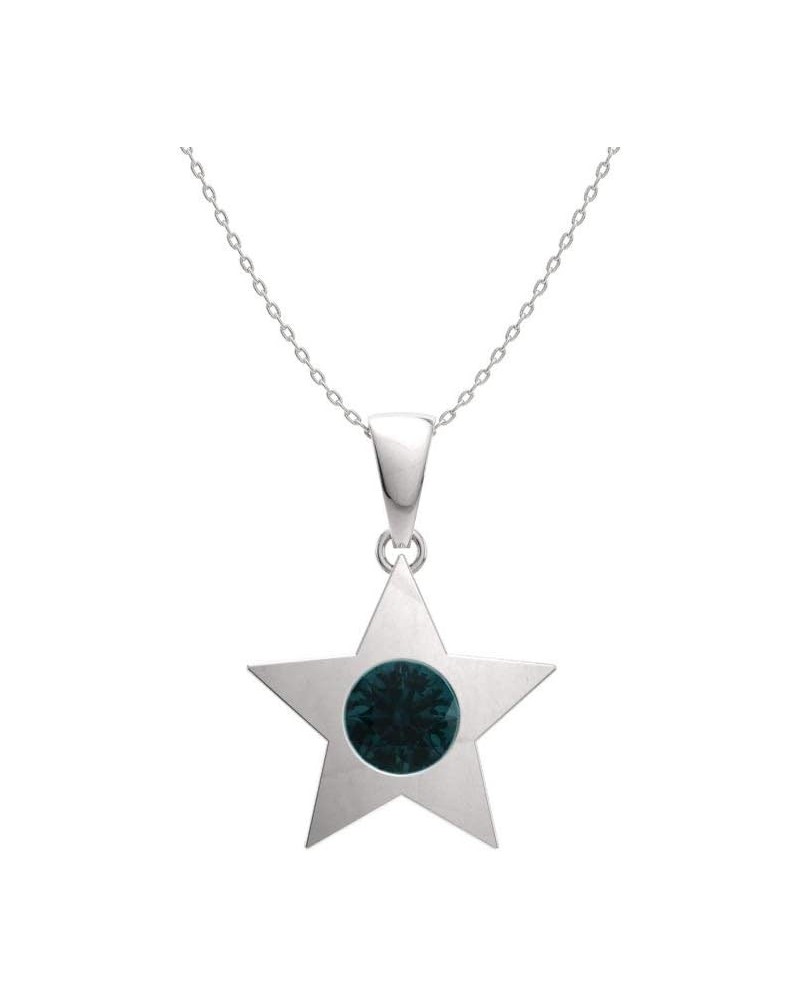 Natural and Certified Diamond and Gemstone Star Necklace in 14k White Gold | 0.23 Carat Pendant with Chain blue-diamond $162....