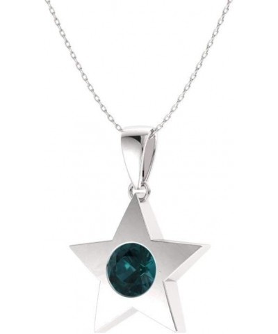 Natural and Certified Diamond and Gemstone Star Necklace in 14k White Gold | 0.23 Carat Pendant with Chain blue-diamond $162....