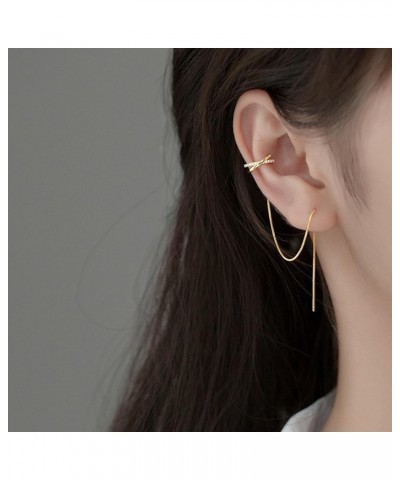 Gold Threader Earrings For Women Silver Chain Dangle Earrings for Girls Ear Cuff Gold Cartilage Drop Thread Dangling Earrings...