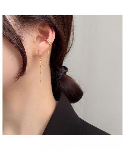 Gold Threader Earrings For Women Silver Chain Dangle Earrings for Girls Ear Cuff Gold Cartilage Drop Thread Dangling Earrings...