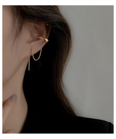 Gold Threader Earrings For Women Silver Chain Dangle Earrings for Girls Ear Cuff Gold Cartilage Drop Thread Dangling Earrings...