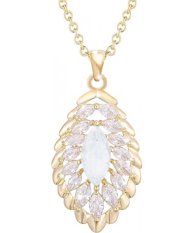 Oval Crystal Pendant Drop Dangle Necklaces for Women Glod Plated Costume Jewelry Oct-Opal-14K Gold $14.13 Necklaces