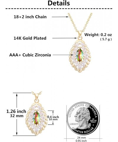 Oval Crystal Pendant Drop Dangle Necklaces for Women Glod Plated Costume Jewelry Oct-Opal-14K Gold $14.13 Necklaces