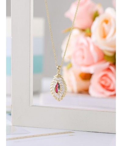 Oval Crystal Pendant Drop Dangle Necklaces for Women Glod Plated Costume Jewelry Oct-Opal-14K Gold $14.13 Necklaces