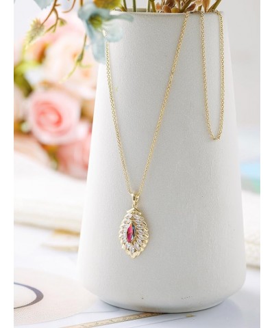 Oval Crystal Pendant Drop Dangle Necklaces for Women Glod Plated Costume Jewelry Oct-Opal-14K Gold $14.13 Necklaces