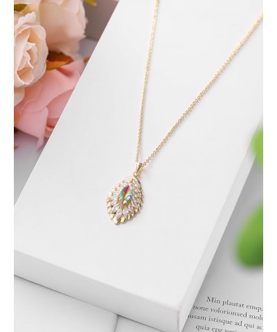 Oval Crystal Pendant Drop Dangle Necklaces for Women Glod Plated Costume Jewelry Oct-Opal-14K Gold $14.13 Necklaces