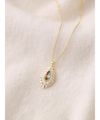 Oval Crystal Pendant Drop Dangle Necklaces for Women Glod Plated Costume Jewelry Oct-Opal-14K Gold $14.13 Necklaces