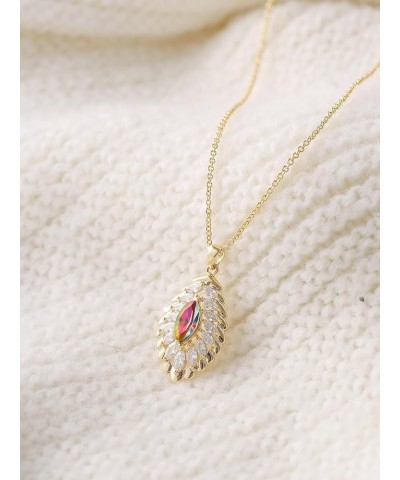 Oval Crystal Pendant Drop Dangle Necklaces for Women Glod Plated Costume Jewelry Oct-Opal-14K Gold $14.13 Necklaces