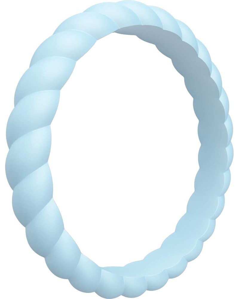 Women Silicone Wedding Bands, Breathable Leaf Cross Pattern Wedding Rings - 55mm Wide ZZ - Light Blue Swivel 4.5 - 5 (15.7mm)...