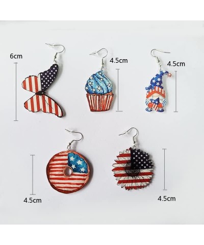 Red White Blue Patriotic Dangle Drop Earrings Butterfly Cake Sunflower Goblin Funny Acrylic Earrings 4th of July Independence...