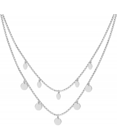 Italian Sterling Silver Layered Necklace Handmade Multi Row Layering Necklaces for Women Disc Layered $14.00 Necklaces