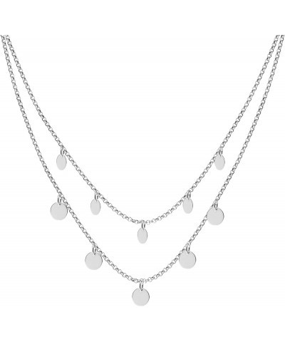 Italian Sterling Silver Layered Necklace Handmade Multi Row Layering Necklaces for Women Disc Layered $14.00 Necklaces