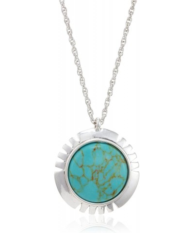 Turquoise Coin Pendant Necklace, Silver, One Size $12.08 Necklaces