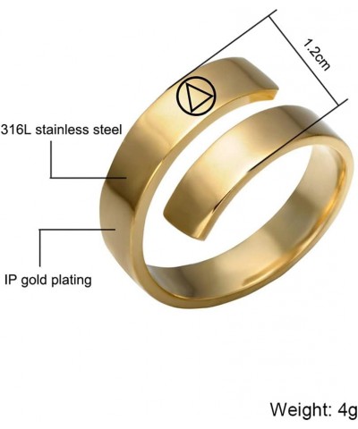 Personalized AA NA Sobriety Gift for Women Men Stainless Steel 18K Gold Plated Sober Recovery Cuff Ring Alcoholics Anonymous ...