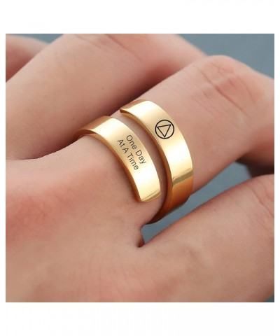 Personalized AA NA Sobriety Gift for Women Men Stainless Steel 18K Gold Plated Sober Recovery Cuff Ring Alcoholics Anonymous ...