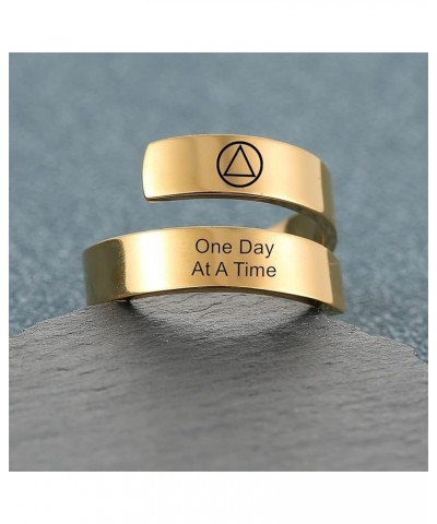 Personalized AA NA Sobriety Gift for Women Men Stainless Steel 18K Gold Plated Sober Recovery Cuff Ring Alcoholics Anonymous ...