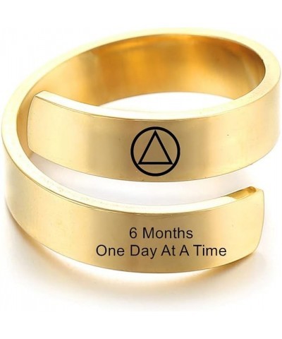 Personalized AA NA Sobriety Gift for Women Men Stainless Steel 18K Gold Plated Sober Recovery Cuff Ring Alcoholics Anonymous ...