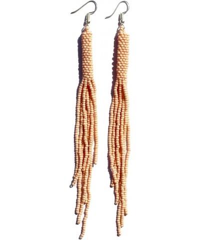 Long Beaded Dangle Earrings – Boho Native Handmade Seed Bead Tassel Bohemian Large Statement Drop Fringes for Women and Girls...