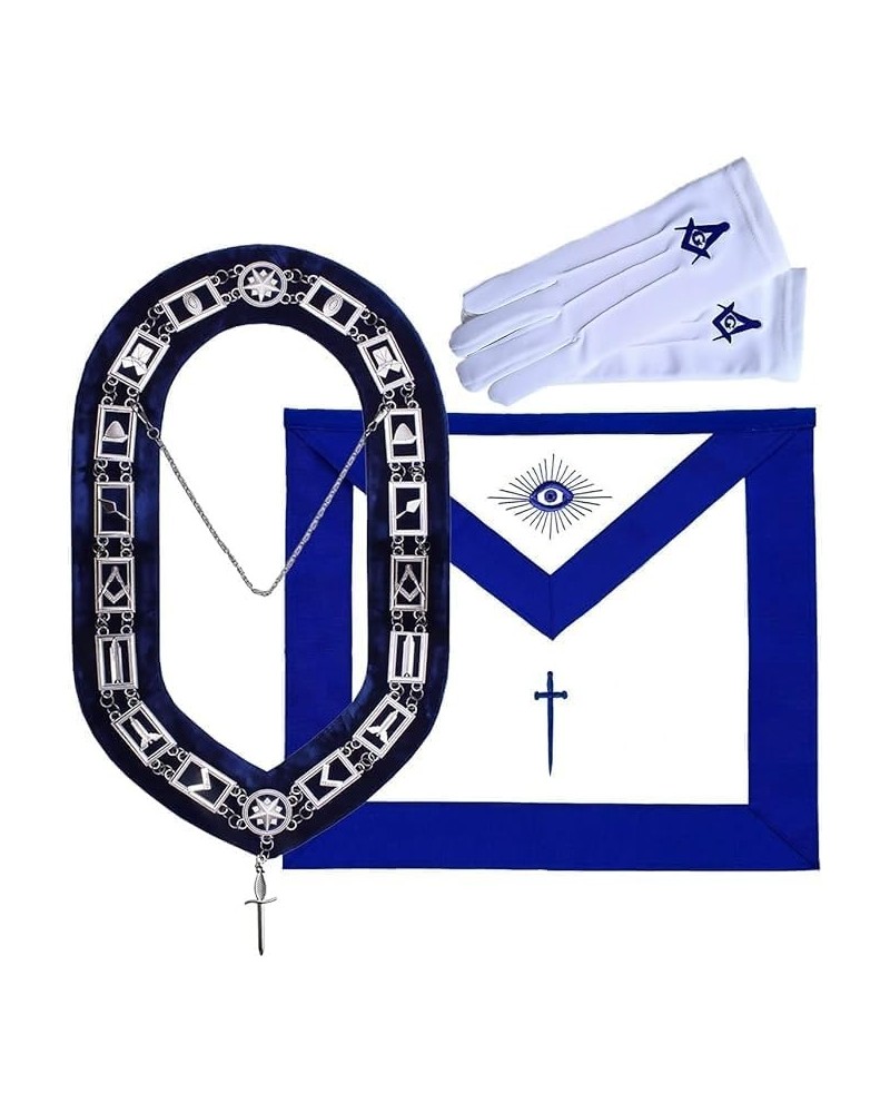 MASONIC BLUE LODGE OFFICER TYLER APRON SILVER CHAIN COLLAR AND JEWEL $33.00 Necklaces