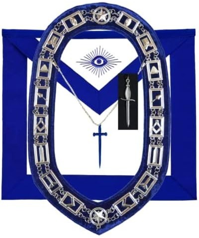 MASONIC BLUE LODGE OFFICER TYLER APRON SILVER CHAIN COLLAR AND JEWEL $33.00 Necklaces