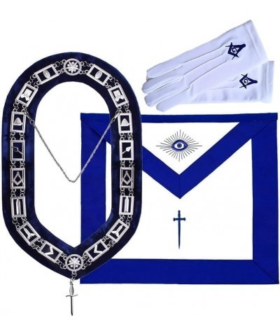 MASONIC BLUE LODGE OFFICER TYLER APRON SILVER CHAIN COLLAR AND JEWEL $33.00 Necklaces