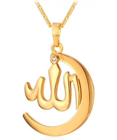 Allah Pendant Necklace with Chain Platinum / 18K Gold Plated Muslim Jewelry Islamic Pendant 02.Gold Crescent $10.79 Necklaces