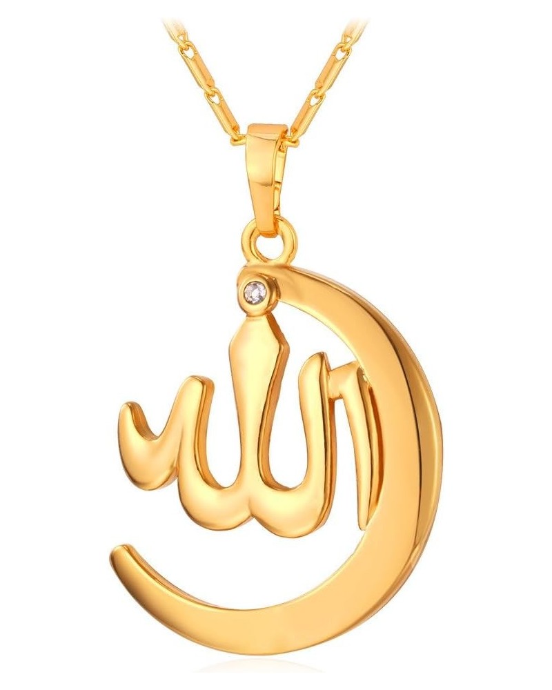 Allah Pendant Necklace with Chain Platinum / 18K Gold Plated Muslim Jewelry Islamic Pendant 02.Gold Crescent $10.79 Necklaces