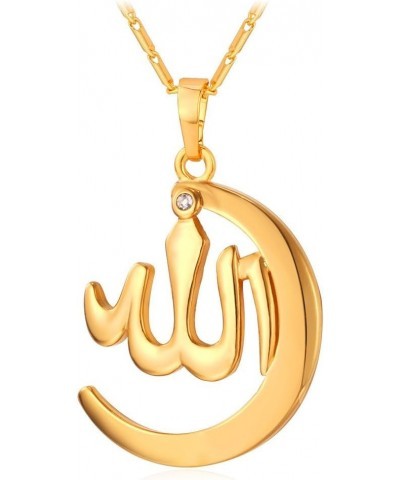 Allah Pendant Necklace with Chain Platinum / 18K Gold Plated Muslim Jewelry Islamic Pendant 02.Gold Crescent $10.79 Necklaces