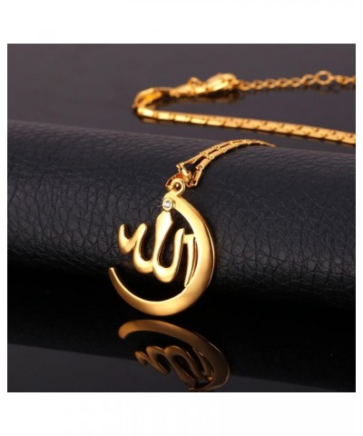 Allah Pendant Necklace with Chain Platinum / 18K Gold Plated Muslim Jewelry Islamic Pendant 02.Gold Crescent $10.79 Necklaces