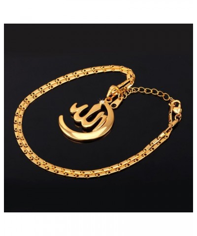 Allah Pendant Necklace with Chain Platinum / 18K Gold Plated Muslim Jewelry Islamic Pendant 02.Gold Crescent $10.79 Necklaces