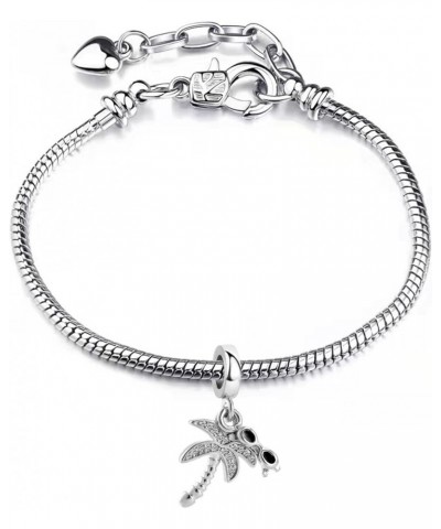 Coconut Palm Tree with Sunglasses Holiday Beach Charm Compatible With Pandora Charms Bracelets White $8.99 Bracelets