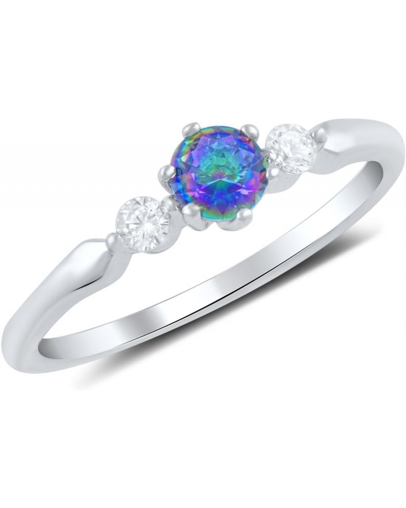 Sterling Silver Simulated Rainbow Topaz Stackable Ring (Size 4-10) $17.82 Rings