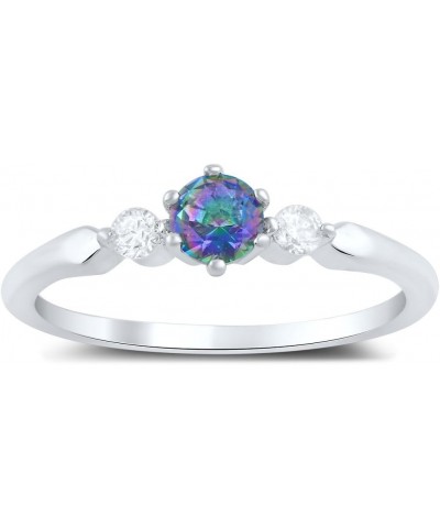 Sterling Silver Simulated Rainbow Topaz Stackable Ring (Size 4-10) $17.82 Rings