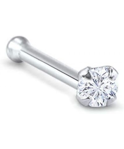 14k White Gold Nose Bone 7mm Post 1.5mm, 2mm, 2.5mm, or 3mm Round CZ 22G 20G 18G 2.5mm CZ-20G $16.72 Body Jewelry