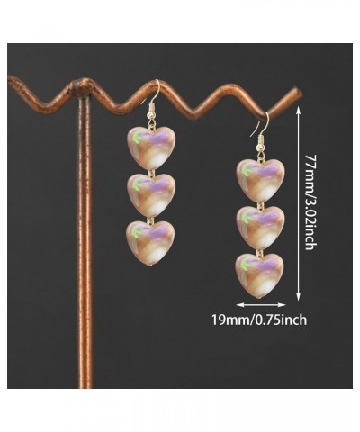 Minimalist Love Heart Colored Illusion Three-Dimensional Dangle Drop Earrings Lovely Refined Three-Layer Love Three-Dimension...