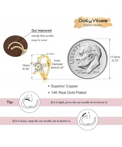 Small Gold Hoop Earrings for Women 14K Gold Plated Hoops Tiny Hypoallergenic Cubic Zirconia Cartilage Gold Huggie Hoop Earrin...