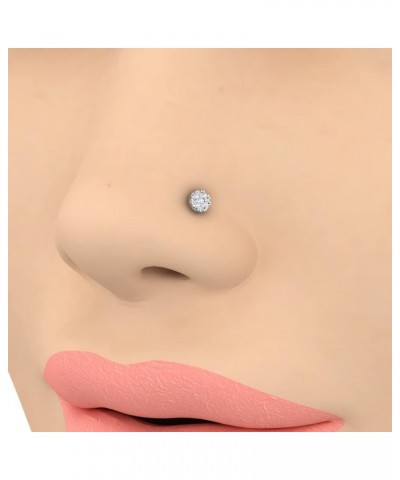 0.07 Carat Diamond Round Shaped Nose Pin in 14K Gold - IGI Certified White Gold $40.00 Body Jewelry