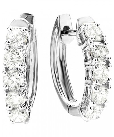 1-6 Carat 5 Stone Diamond Huggies Diamond Hoop Earrings Value Collection Platinum 6.0 carats $486.20 Earrings