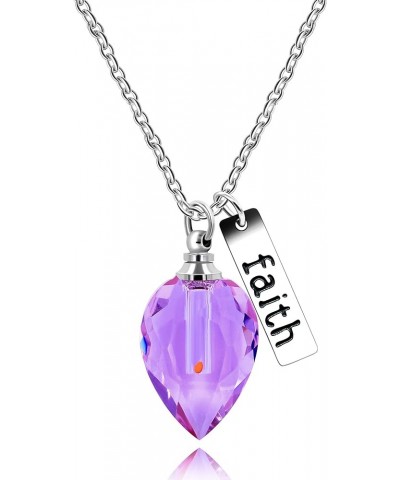 Keepsake Cremation Urn Ash Necklace Faith Pendant Mustard Seed in Teardrop-Shaped Openable Bottle Y796 Purple $6.72 Necklaces