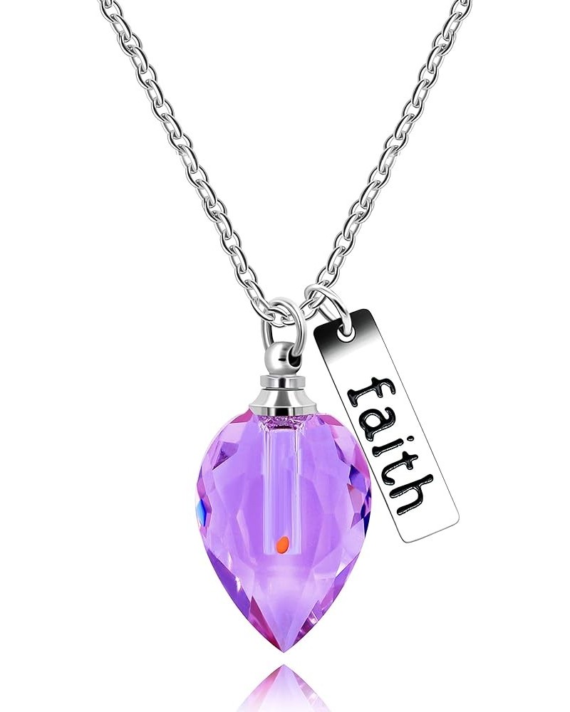 Keepsake Cremation Urn Ash Necklace Faith Pendant Mustard Seed in Teardrop-Shaped Openable Bottle Y796 Purple $6.72 Necklaces