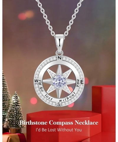 Christmas Gifts for Women Wife Girlfriend Compass Birthstone Necklace S925 Jewelry Gifts for Her Wife Gilrfriend Mom Daughter...