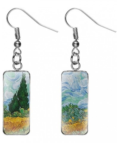 Abstract Van Gogh Painting Art Earrings for Women Teen Girls Rectangle Creative Classic Starry Night Sunflower Self-portraits...