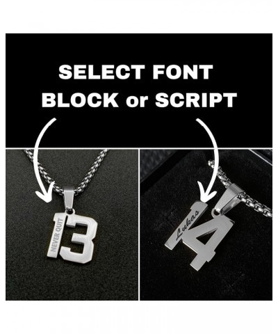 Custom Engraved Number Necklace - Personalized Stainless Steel Sports Chains 14 $35.74 Necklaces