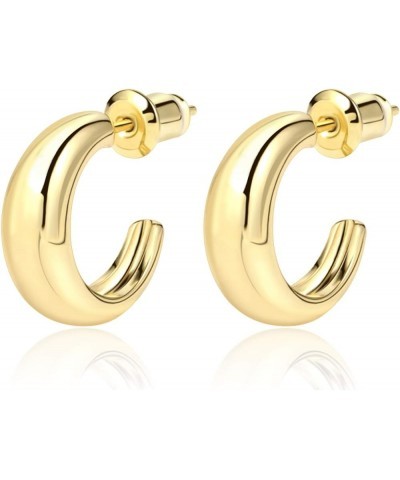 Small Hoop Earrings Hypoallergenic 14K Gold Plated Sterling Silver Post Samll Open Hoops Earrings for Women Girls A-14K Gold ...