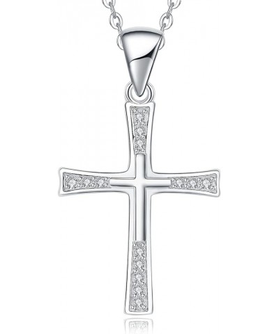 925 Sterling Silver Birthstone Cross Pendant Necklaces Silver 5A CZ Birthstone Cross Necklaces Birthstone Necklace for Women,...