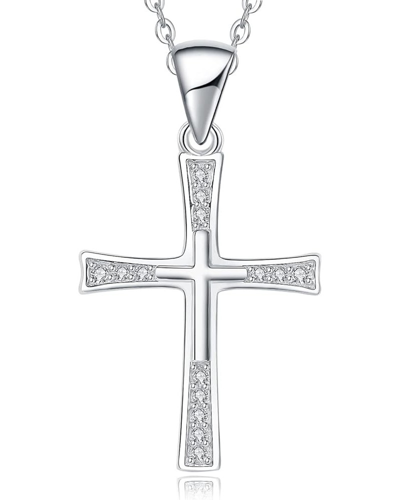 925 Sterling Silver Birthstone Cross Pendant Necklaces Silver 5A CZ Birthstone Cross Necklaces Birthstone Necklace for Women,...